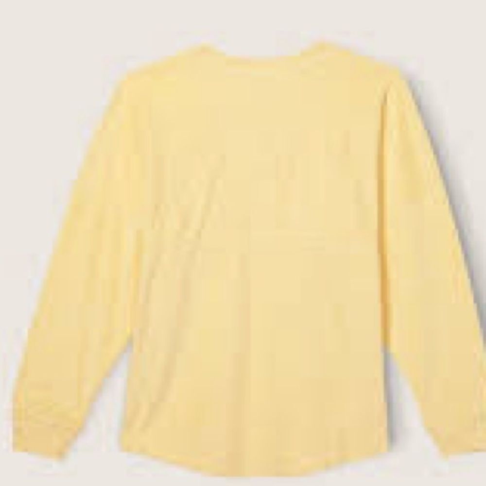 Victoria’s Secret Pink Varsity Terry Cloth V Neck Oversized Pullover Yellow - Picture 5 of 12